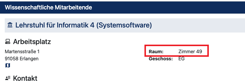 Raumbezeichnung in FAUdir nach der Anpassung