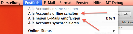 Email - Alle Accounts offline schalten