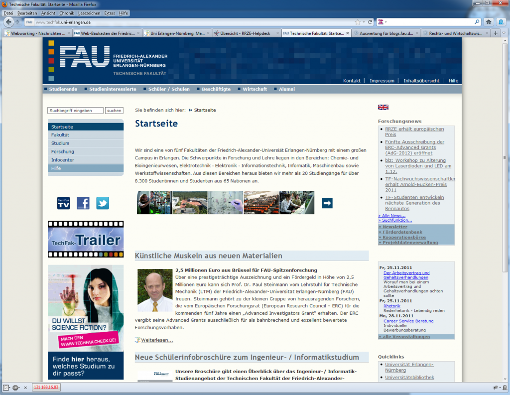 Techfak Website aktualisiert – RRZE-Webdienste